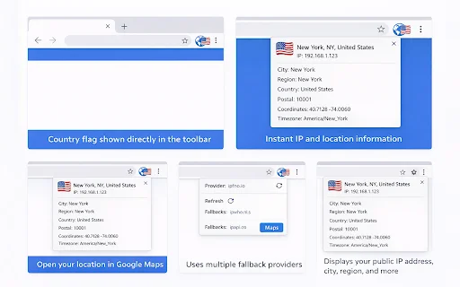 IP Flag & Location: View Public IP & Country Flag in Toolbar - Screenshot 1