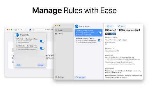 RedirectWeb ডাউনলোড করুন – Mac-এর জন্য সেরা URL রিডাইরেক্ট টুল - Screenshot 2