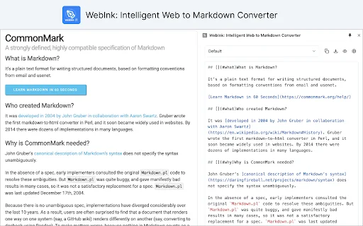 WebInk ডাউনলোড করুন – সেরা AI ওয়েব টু মার্কডাউন কনভার্টার - Screenshot 1