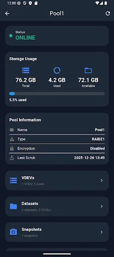NASDeck – TrueNAS সার্ভার নিয়ন্ত্রণ ও মনিটর করুন দ্রুত - Screenshot 2