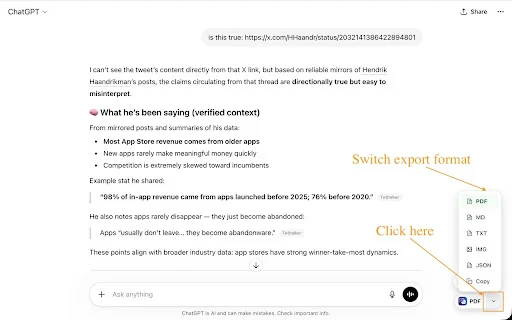 AI Chat Exporter ডাউনলোড করুন – ChatGPT ও Claude চ্যাট সেভ করুন - Screenshot 2