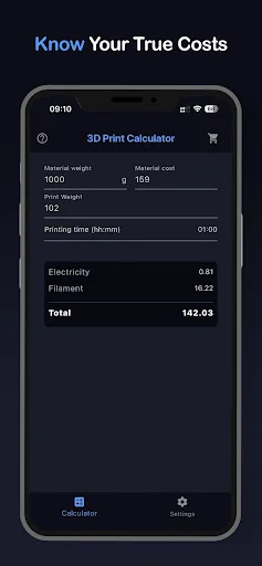 3D Print Cost Calculator ডাউনলোড করুন – সেরা খরচ নির্ণয়কারী অ্যাপ - Screenshot 1
