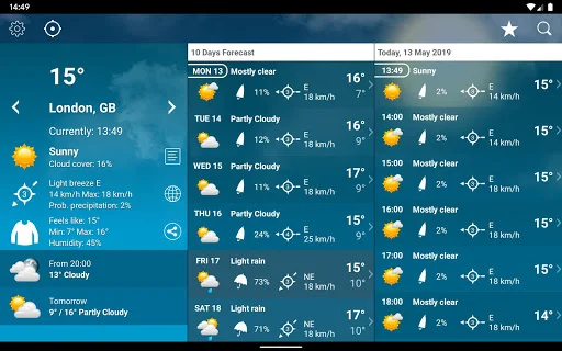 Weather Switzerland XL PRO ডাউনলোড করুন – সঠিক আবহাওয়ার পূর্বাভাস - Screenshot 11