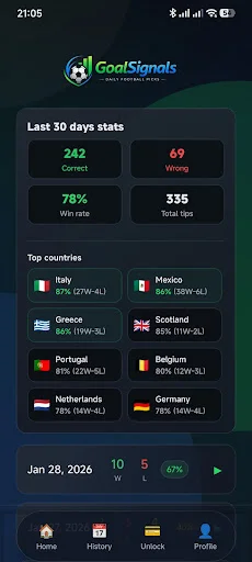GoalSignals ডাউনলোড করুন – সেরা ফুটবল প্রেডিকশন ও টিপস - Screenshot 2