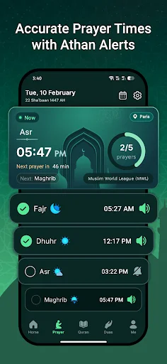 Prayer Times: Quran Athan Qibla ডাউনলোড করুন – সালাতের সময় ও কিবলা - Screenshot 1