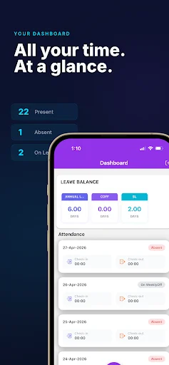 SmartOffice lite ডাউনলোড করুন – সেরা টাইম ও অ্যাটেনডেন্স অ্যাপ - Screenshot 2