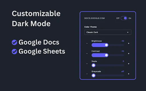 Google Docs Dark Mode ডাউনলোড করুন – চোখের সুরক্ষা ও আরামদায়ক রিডিং - Screenshot 1