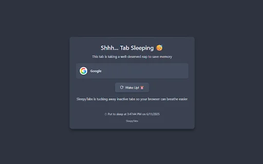 SleepyTabs ডাউনলোড করুন – ব্রাউজার ট্যাব সাসপেন্ডার ও মেমোরি সেভার - Screenshot 1