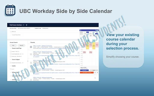 UBC Workday Side by Side Calendar ডাউনলোড করুন – সেরা কোর্স প্ল্যানার - Screenshot 1