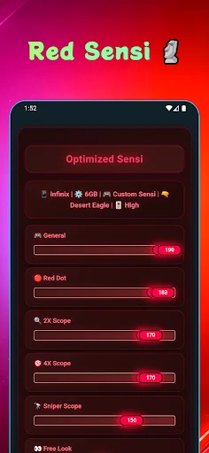 Red Number Headshot ডাউনলোড করুন – ফ্রি ফায়ার সেনসিটিভিটি টুল - Screenshot 2