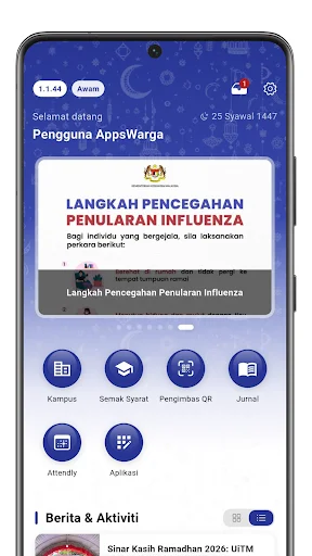 AppsWarga UiTM অ্যাপ ডাউনলোড করুন – UiTM ছাত্র ও কর্মীদের জন্য সেরা সমাধান - Screenshot 1