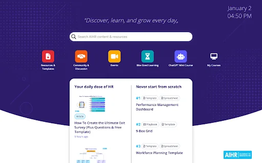 AIHR Member Start Page ডাউনলোড করুন – মেম্বারশিপ ফিচার ও রিসোর্স - Screenshot 1