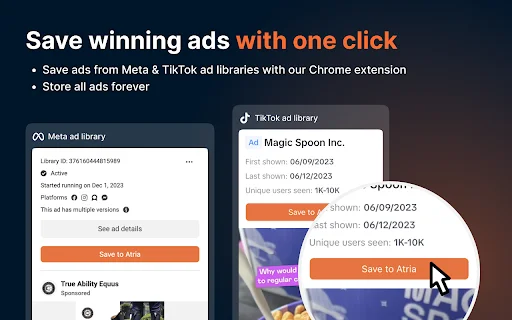 Atria Chrome ডাউনলোড করুন – মেটা ও টিকটক অ্যাড সেভ করুন এক ক্লিকে - Screenshot 2