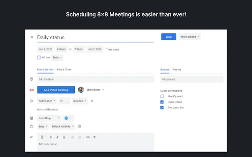 8×8 Work Meetings Chrome ডাউনলোড করুন – সেরা মিটিং টুল - Screenshot 1