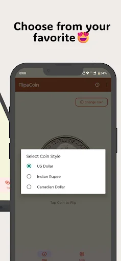 Flip a Coin ডাউনলোড করুন – কয়েন টস ও স্পিন হুইল অ্যাপ - Screenshot 3