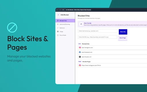 Site Blocker ডাউনলোড করুন – ওয়েবসাইট ও পেজ ব্লক করে ফোকাস বাড়ান - Screenshot 2