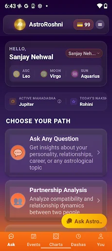 AstroRoshni Vedic AI Astrology ডাউনলোড করুন – তাৎক্ষণিক কুন্ডলী ও ভাগ্যফল - Screenshot 1