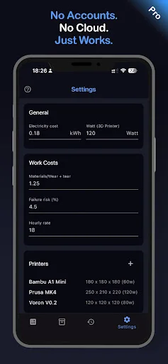 3D Print Cost Calculator ডাউনলোড করুন – সেরা খরচ নির্ণয়কারী অ্যাপ - Screenshot 8