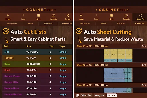 Cabinet & Cupboard Cut List ডাউনলোড করুন – সেরা কাট লিস্ট ক্যালকুলেটর - Screenshot 3