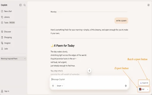 Microsoft Copilot to PDF ডাউনলোড করুন – চ্যাট এক্সপোর্ট করুন সহজে - Screenshot 1