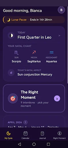Lunation – Moon & Astrology ডাউনলোড করুন | সেরা লুনার ক্যালেন্ডার অ্যাপ - Screenshot 1