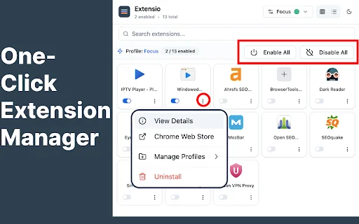 Extension Manager – Extensio ডাউনলোড করুন – সেরা ক্রোম এক্সটেনশন ম্যানেজার - Screenshot 5