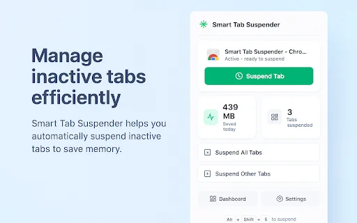 Smart Tab Suspender ডাউনলোড করুন – RAM বাঁচান ও Chrome গতিশীল করুন - Screenshot 1