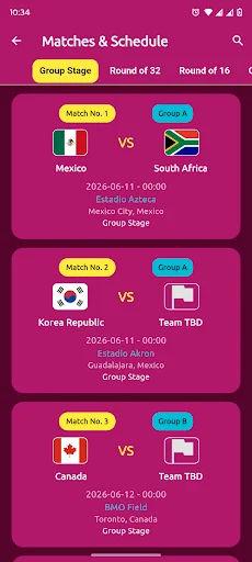 World Cup Schedule 2026 ডাউনলোড করুন – ম্যাচ ও আপডেট - Screenshot 2