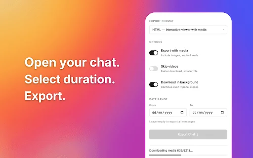 Instagram Chat Backup ডাউনলোড করুন – সেরা DM এক্সপোর্ট টুল - Screenshot 2