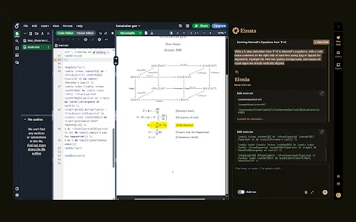 Einsia: Overleaf-এর জন্য সেরা AI LaTeX এডিটিং টুল ডাউনলোড করুন - Screenshot 2