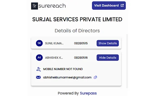 Surereach ডাউনলোড করুন – প্রফেশনালদের ফোন নম্বর ও ইমেইল খুঁজুন - Screenshot 3