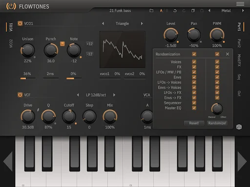 Flowtones ডাউনলোড করুন – অ্যান্ড্রয়েডের সেরা ভার্চুয়াল অ্যানালগ সিন্থেসাইজার - Screenshot 19