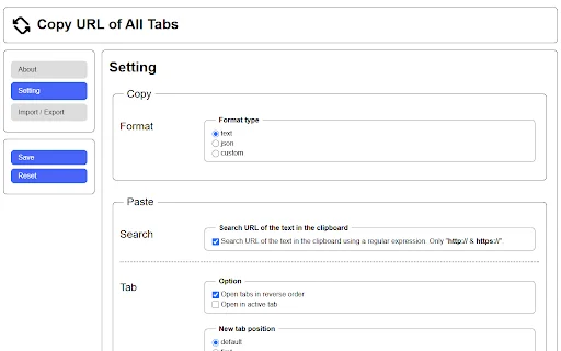 Copy URL of All Tabs ডাউনলোড করুন – ব্রাউজার ট্যাব ম্যানেজমেন্ট টুল - Screenshot 2