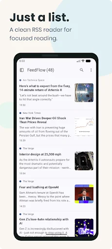 FeedFlow RSS Reader ডাউনলোড করুন – সেরা অ্যাড-ফ্রি আরএসএস রিডার - Screenshot 1