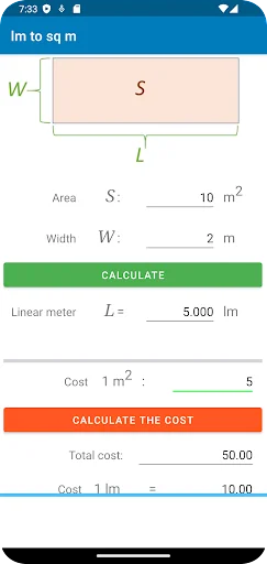 Linear Meter to m2 Calculator ডাউনলোড করুন – দ্রুত এবং নির্ভুল পরিমাপ - Screenshot 3