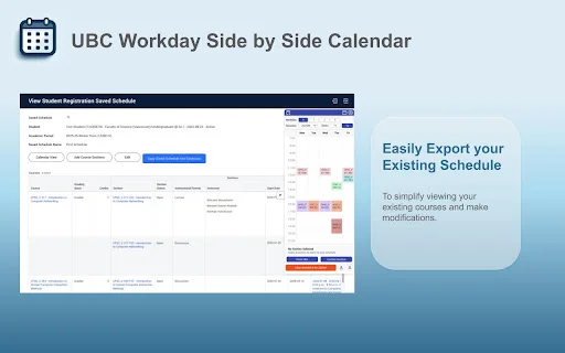 UBC Workday Side by Side Calendar ডাউনলোড করুন – সেরা কোর্স প্ল্যানার - Screenshot 3