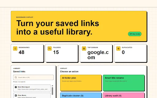 AI Bookmark Copilot ডাউনলোড করুন – ব্রাউজার বুকমার্ক ম্যানেজ করুন - Screenshot 1