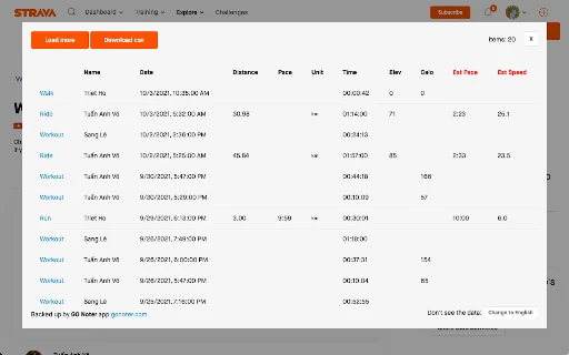 Strava Clubs Reports ডাউনলোড করুন – স্ট্রাভা ডেটা এক্সপোর্ট টুল - Screenshot 1
