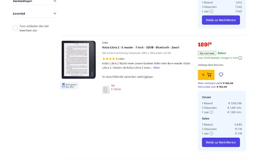 MarktMentor ডাউনলোড করুন – Bol.com এর জন্য সেরা প্রোডাক্ট রিসার্চ টুল - Screenshot 3