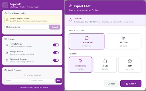 AI Chat Toolkit ডাউনলোড করুন – সেরা AI প্রোম্পট ও LaTeX টুল - Screenshot 1